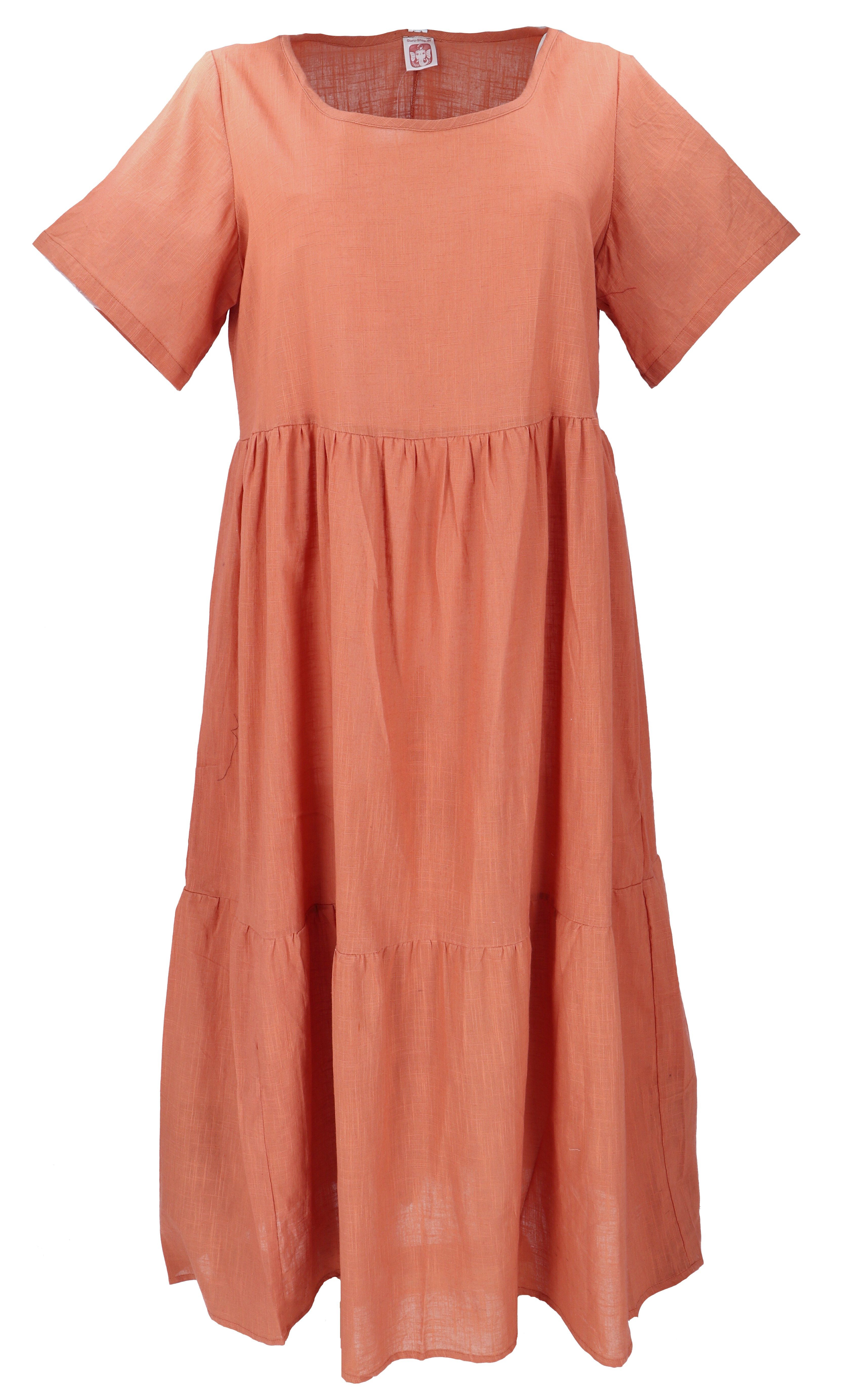 Guru-Shop Midikleid Boho Baumwoll Maxikleid, luftiges Stufenkleid,.. alternative Bekleidung