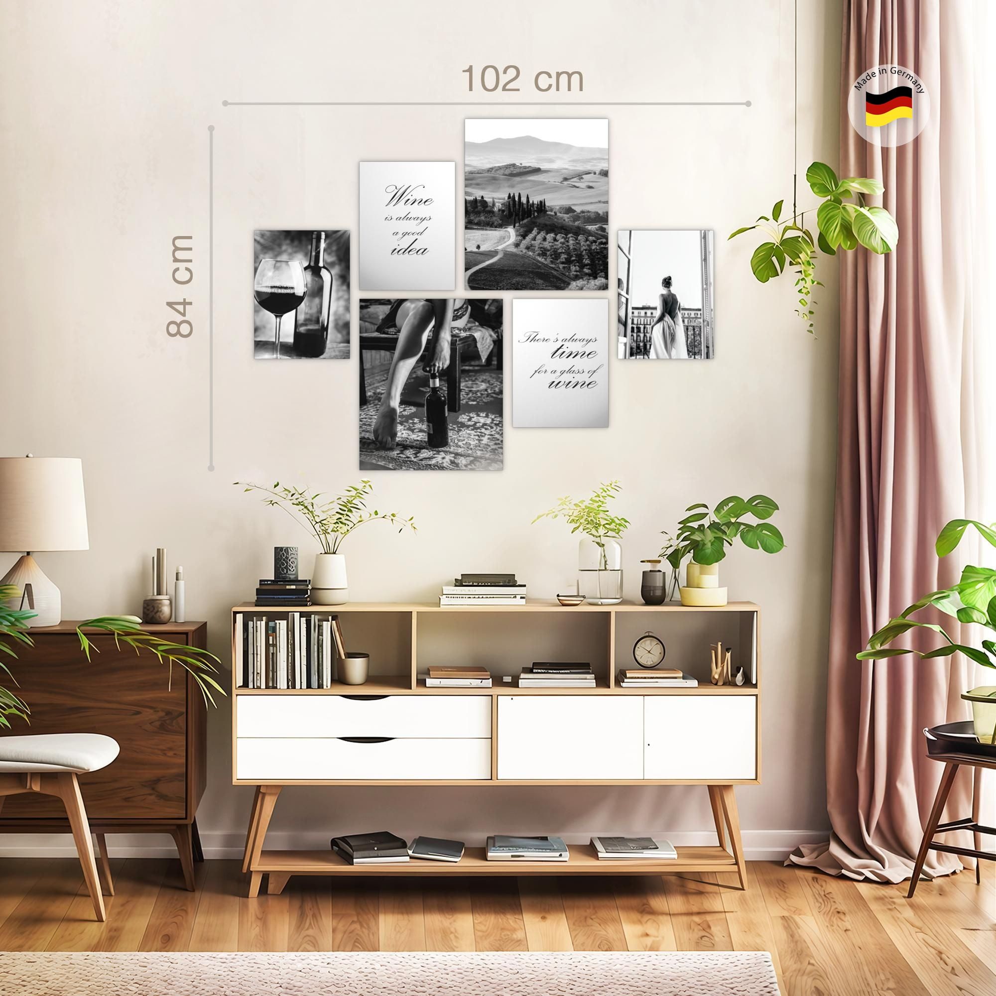 Novart Wandbild Wein Fashion KEIN EXTRA RAHMEN Modern Deko Esszimmer Küche N036563a, 102L x 84B cm