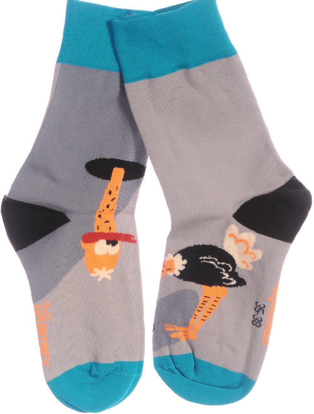 Freizeitsocken 1 Paar Socken lustige bunte witzige Strümpfe in Grau mit Strauß