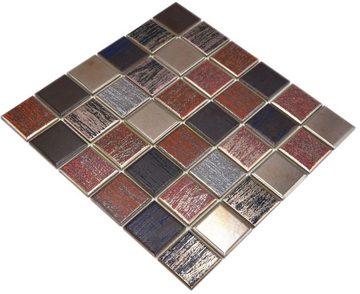 Mosani Mosaikfliesen Quadratisches Keramikmosaik Mosaikfliesen bunt / 10 Matten=1m²