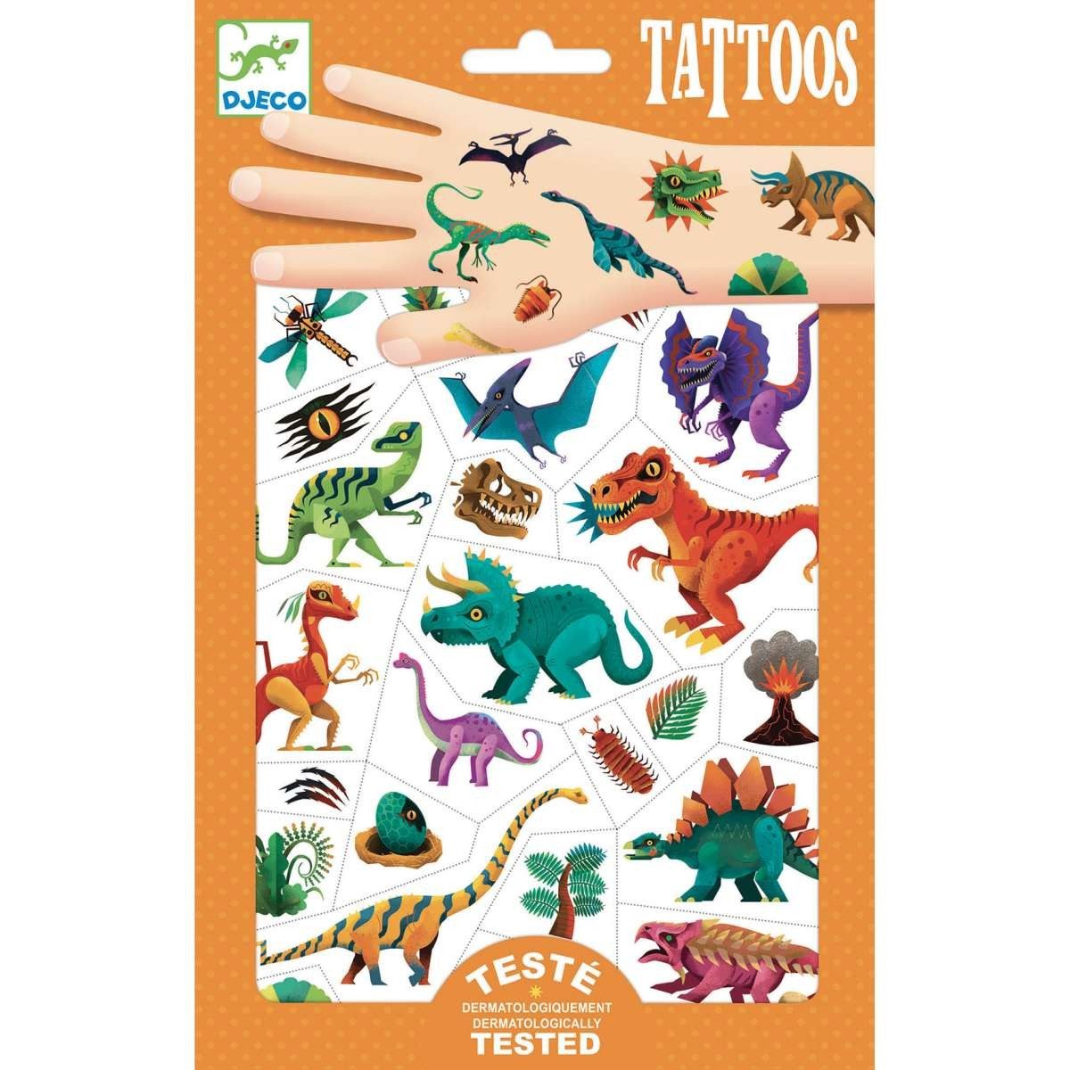 DJECO Kindertattoo Djeco Kinder-Tattoos Motiv Dinosaurier