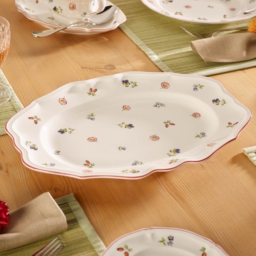 Villeroy & Boch Servierplatte Petite Fleur ovale Platte 37 cm, Porzellan, (1-tlg), Premium Porcelain, mikrow.- & spülm.sicher, Made in Germany
