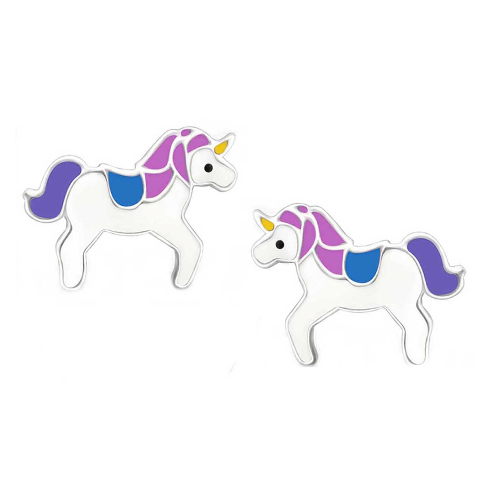 schmuck23 Mädchen Kinder Silberohrringe Ohrstecker Ohrringe Geschenk 925 echte Silber, Einhorn Paar Kinderschmuck