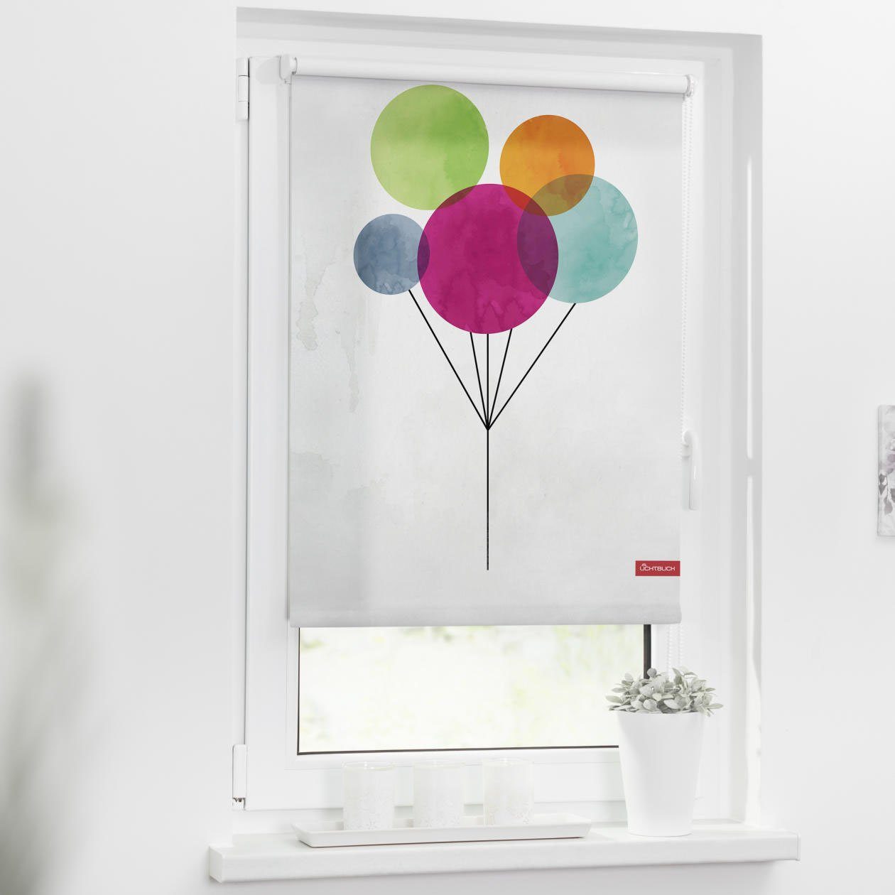 Seitenzugrollo Rollo Klemmfix, ohne Bohren, Verdunkelung, Ballon - Bunt, LICHTBLICK ORIGINAL, verdunkelnd, freihängend, Klemmfix