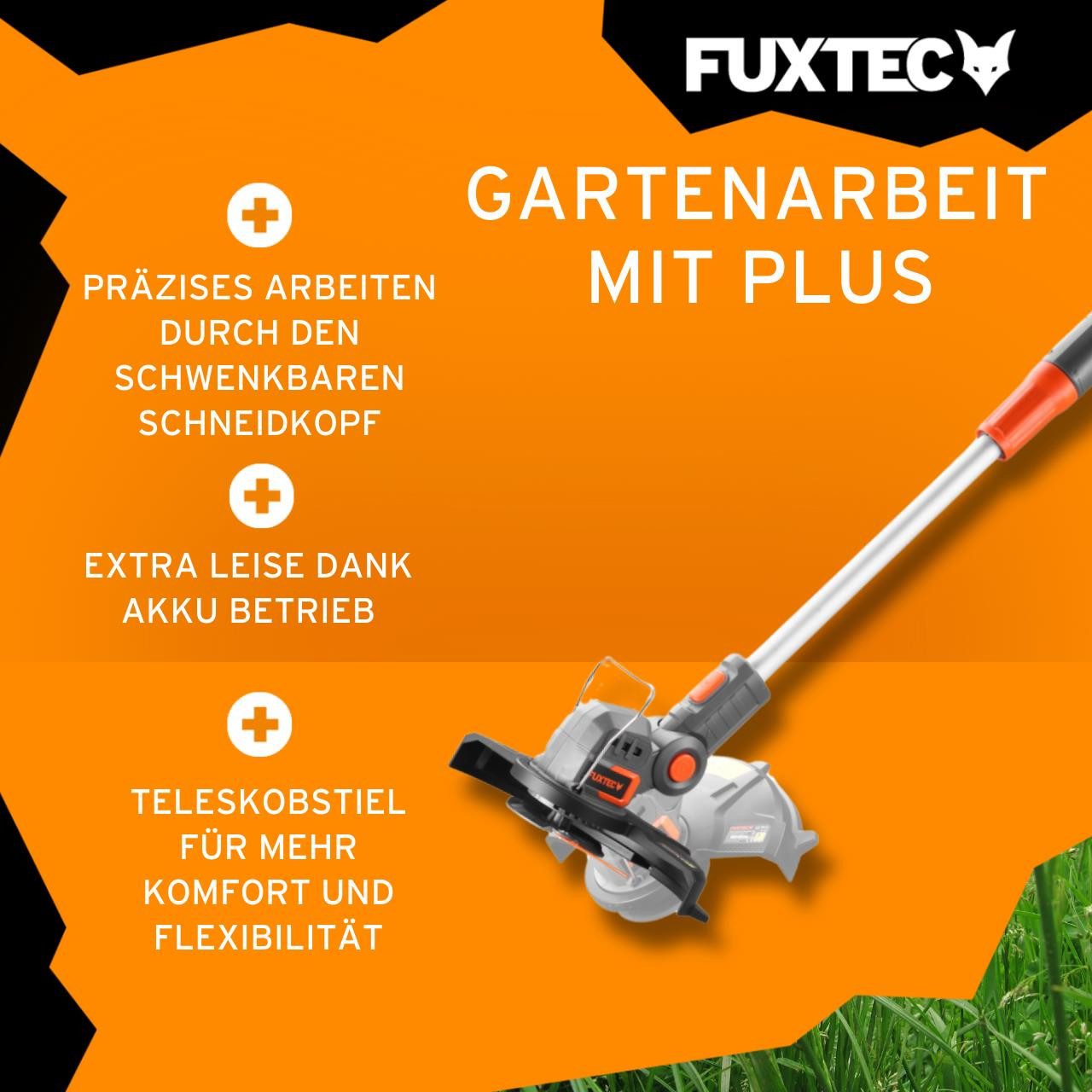 FUXTEC Akku-Motorsense FX-E1RT20, 25 cm Arbeitsbreite Messer