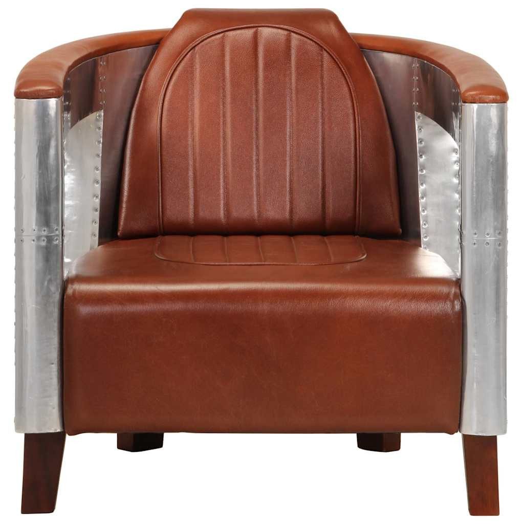 vidaXL Sessel Fliegersessel Braun Echtleder (1-St)