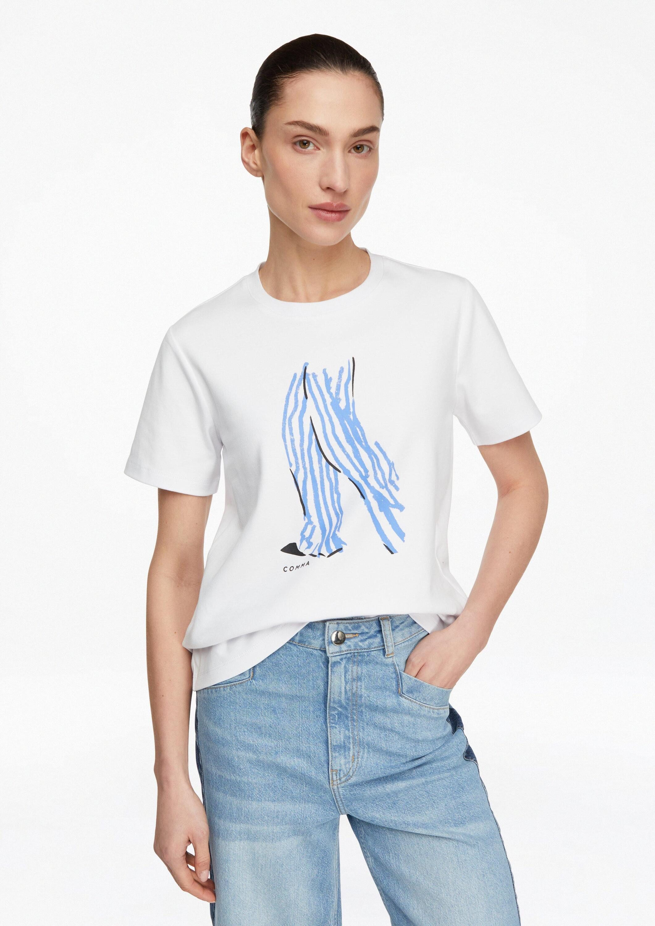 comma Kurzarmshirt T-Shirt T-Shirt mit Artwork