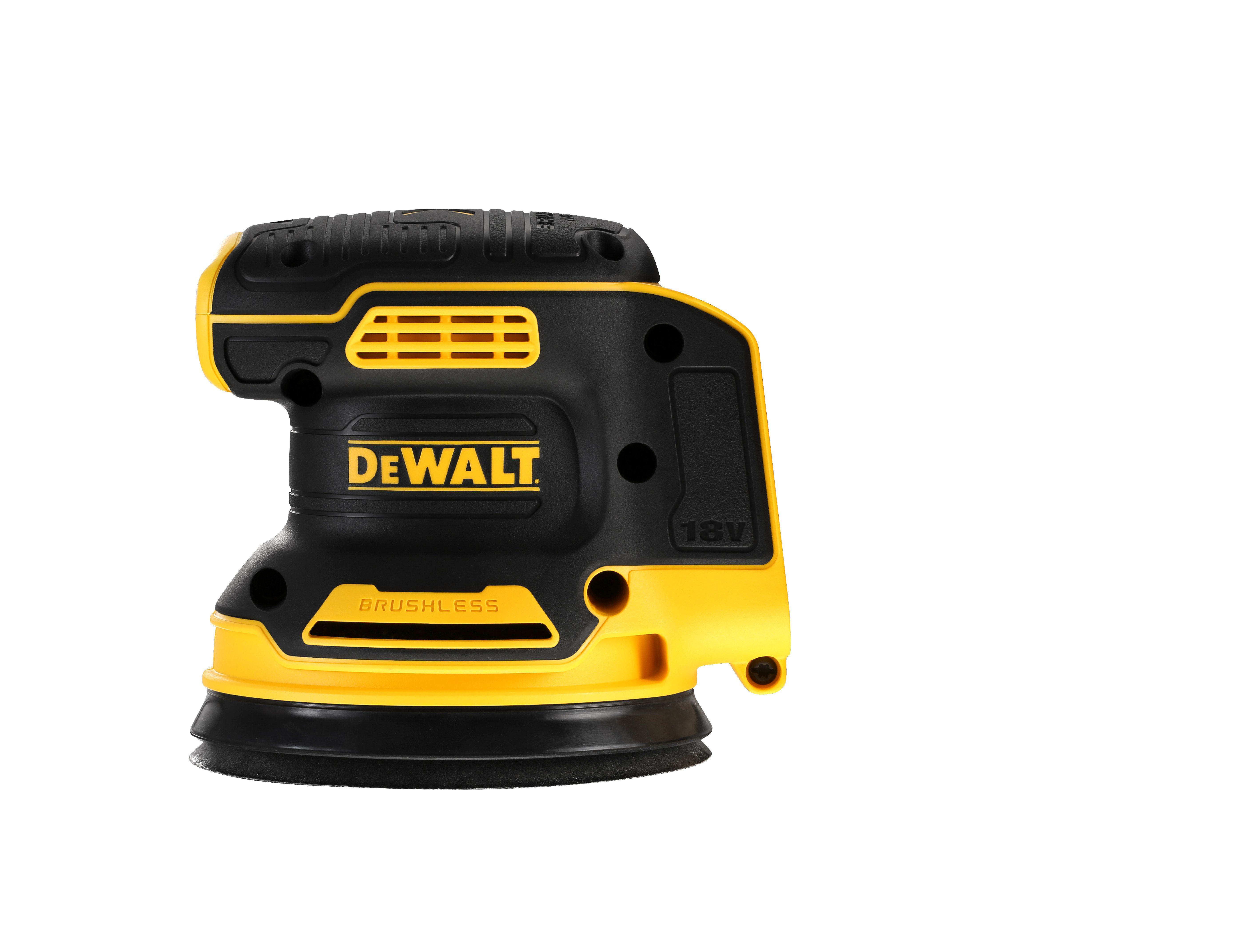 8.000/12.000 125mm, min-1, 18V (Basisversion DCW210N Tellerschleifmaschine, Akku Durchmesser 125mm (bürstenlos), DeWalt Netzteil), und 12000 U/min, Akku-Schwingschleifer bl (ohne Schleifmaschine