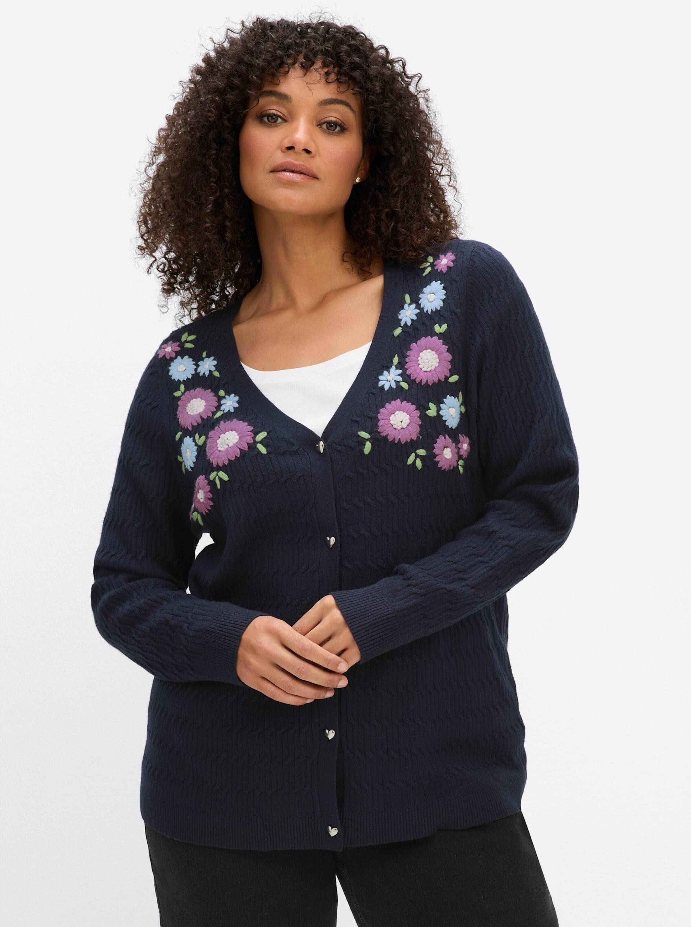 Sheego Strickjacke Cardigan Langarm Feinstrick