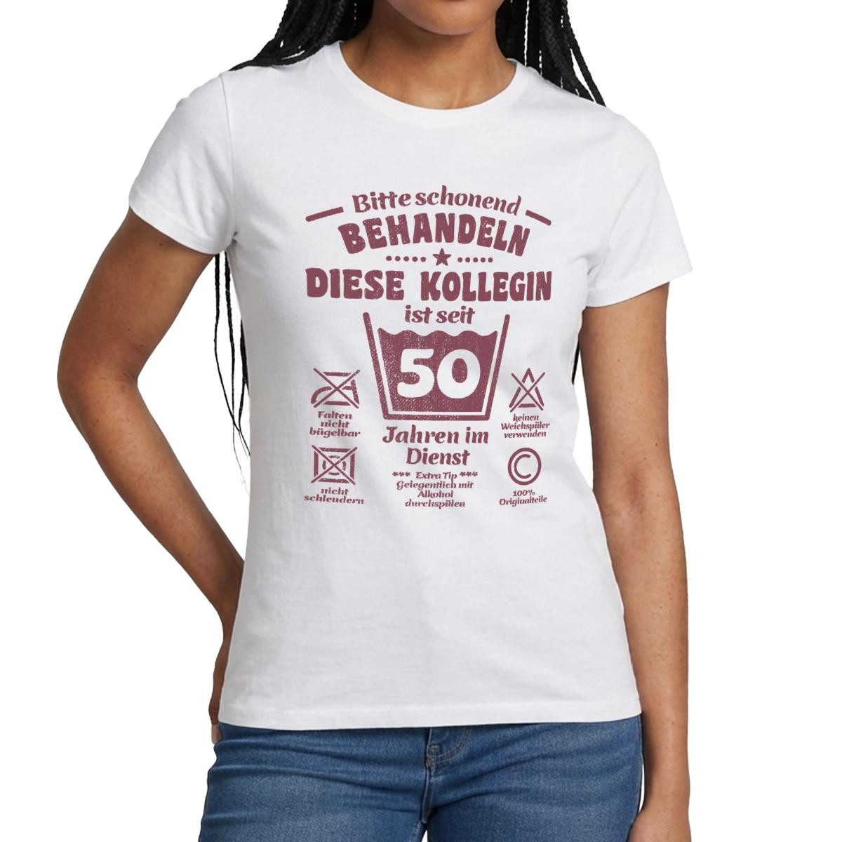 T-Shirt Kollegin 50 Jahre Dienst, Schonend Behandeln Dienstjubiläum Frauen T-