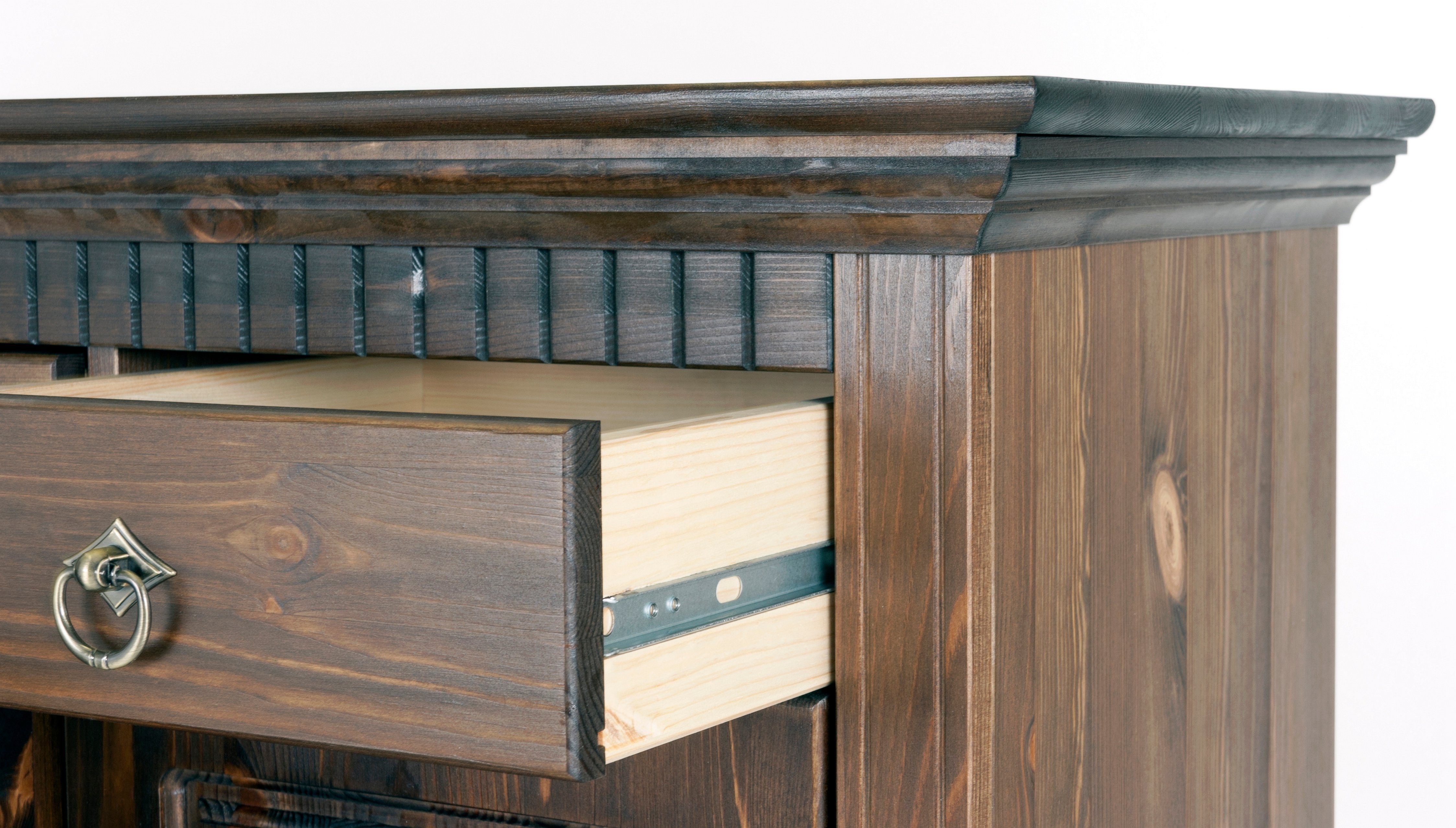 Clever-Moebel Kommode 2 trg Kommode aus Kiefernholz Schrank Sideboard, Breiet: 84cm, Tiefe: 39cm, Höhe: 97cm – Bild 4 von 4