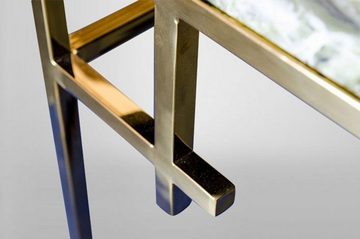 Casa Padrino Couchtisch Art Deco Couchtisch Gold Metall / Marmor 130 x 70 cm- Jugendstil Tisch - Möbel Wohnzimmer