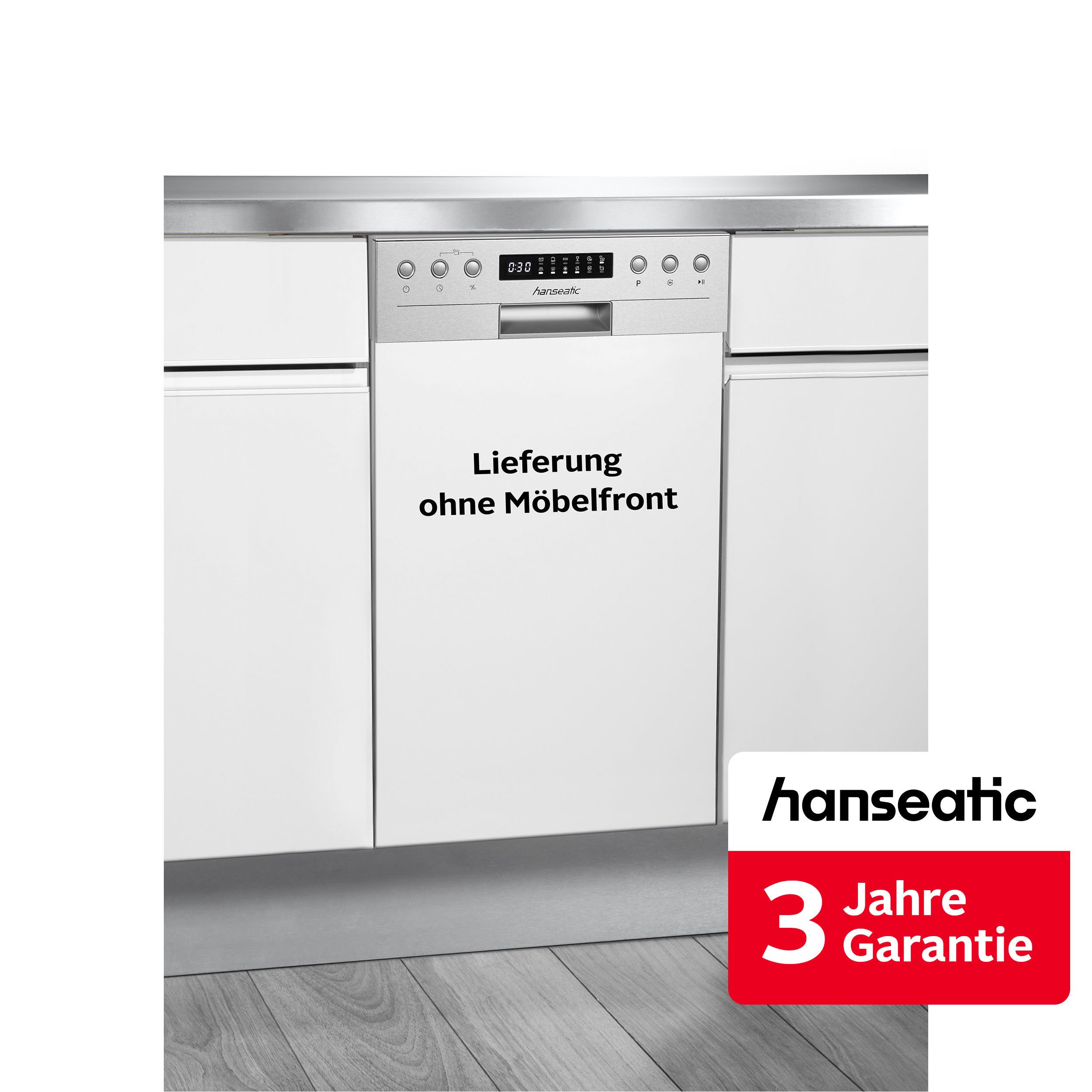Hanseatic teilintegrierbarer Geschirrspüler HGTI4582C10J7710DS, 10 Maßgedecke, inkl. 3 Jahre Herstellergarantie