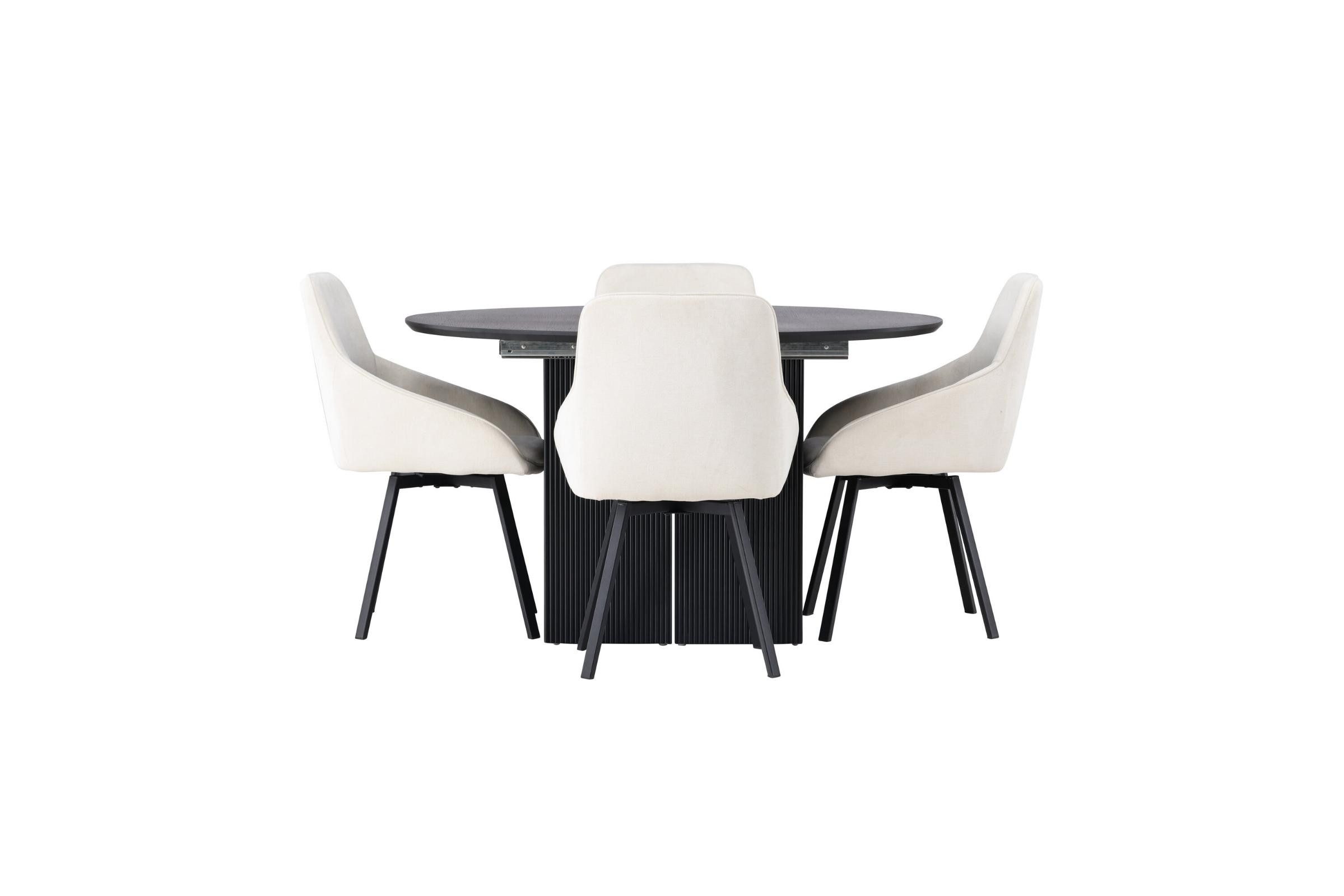 ebuy24 Essgruppe Matilda Essgruppe Esstisch mit Auszug schwarz 4 St, (5-tlg)