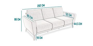 KAUTSCH.com 3-Sitzer LOTTA, zerlegbares System, modular erweiterbar, hochwertiger Kaltschaum, Wellenfederung, made in Europe