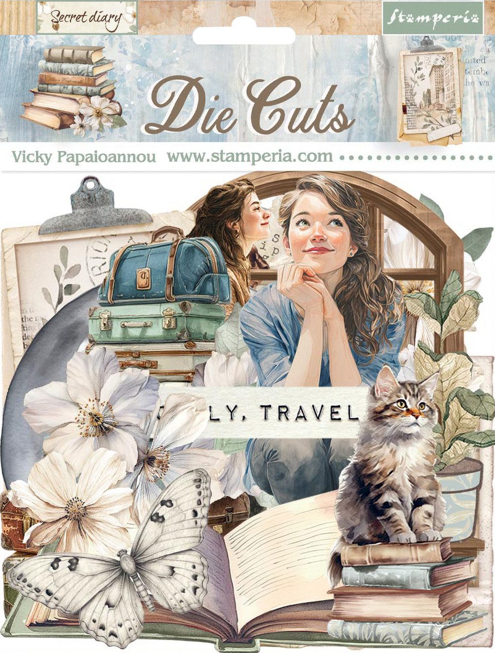 Stamperia Motivschablone Stanzmotive Secret Diary, 49 Stk.