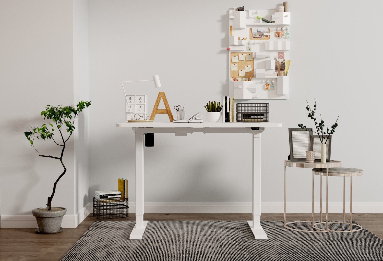 Tischgestell Natur24 für Platten Schreibtischgestell von Grau 100-160cm Höhenverstellbares