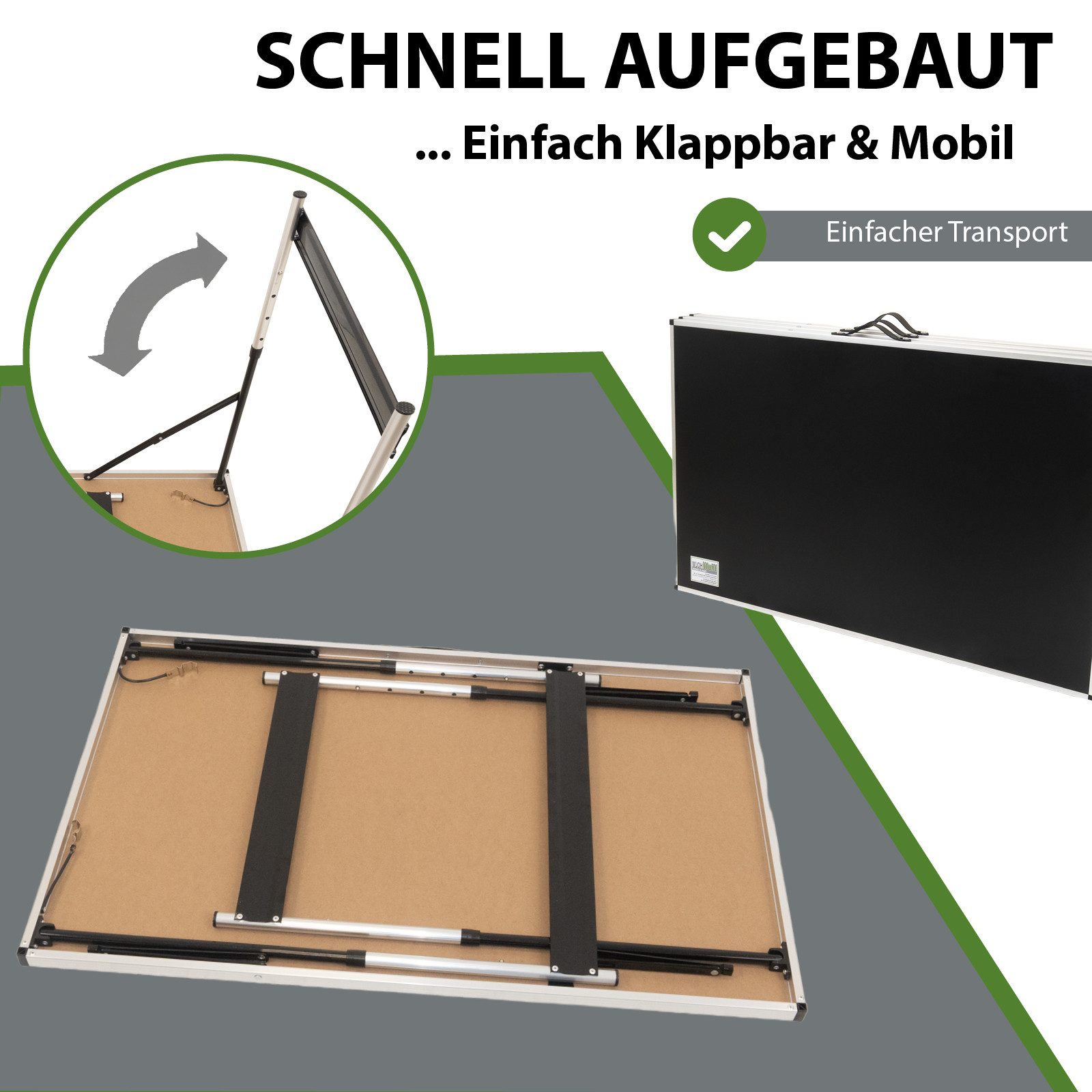 TRUTZHOLM Klapptisch Multifunktionstisch 3er Set höhenverstellbar & klappbar Tapeziertisch (Set, 3-St), kg