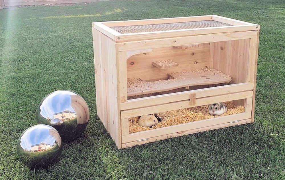 BruKa Kleintierkäfig PAULI Nagerkäfig Holz Hamsterkäfig Stall Meerschweinchen Käfig