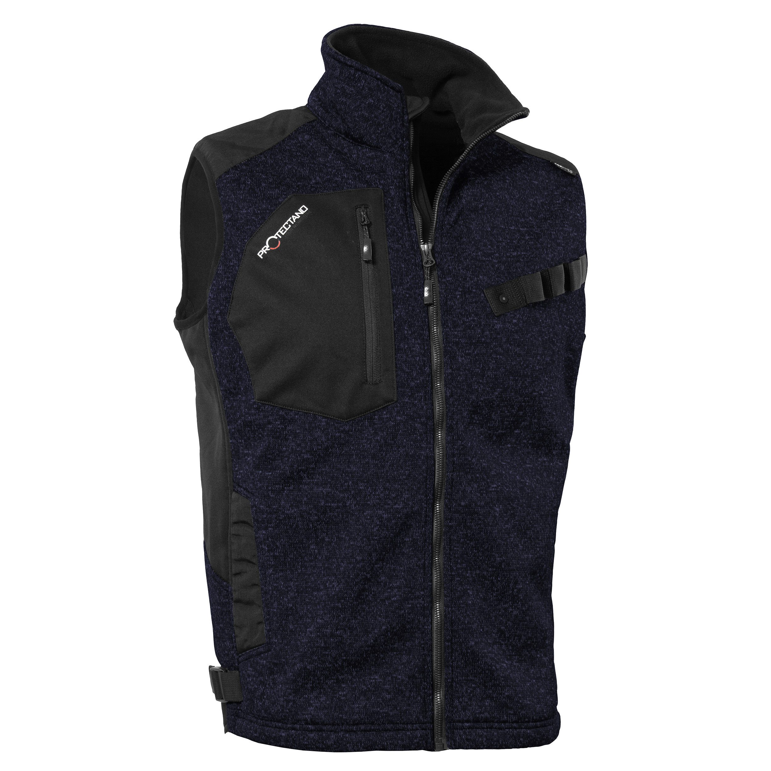 Qualitex Workwear Arbeitsweste wärmende (melange) Strickfleece-Übergangsweste - Softshell & Cordura (1-tlg) Werkstattweste mit 6 Tasche - Strapazierfähig - Pflegeleicht -Waschbar