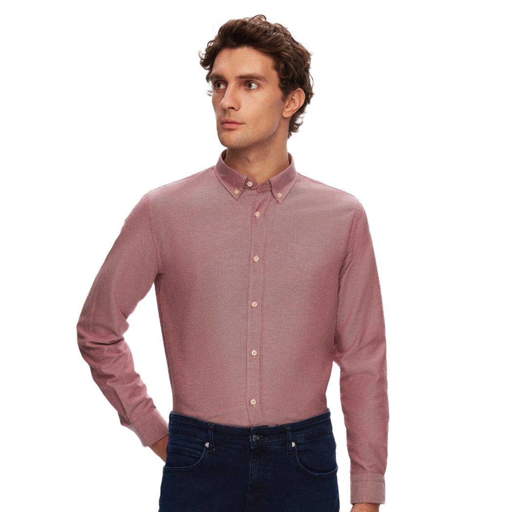 D'S DAMAT Businesshemd Birnen Baumwoll Hemd Herren, Stilvolles Business und Sommerhemd