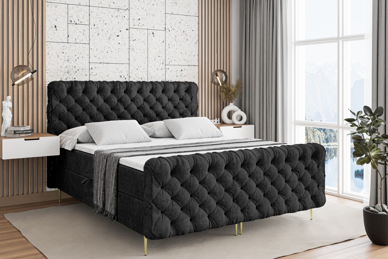ALTDECOR Boxbett BOXI8-F-Z (Multipocket-Matratze H4, H3 Matratze Bonellfederung, Topper, Kopfteil)