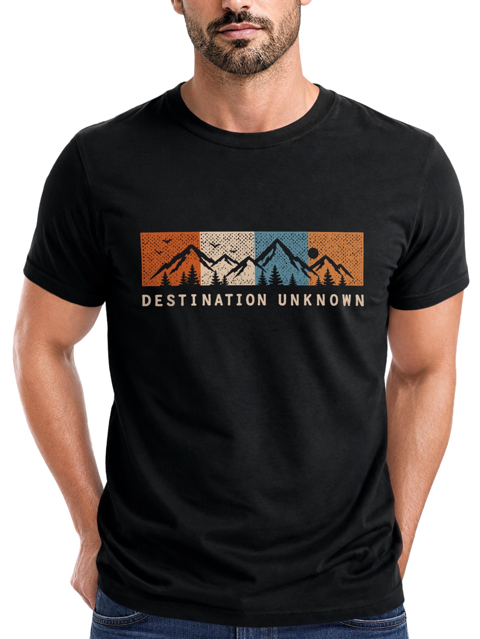 Neverless Print-Shirt Herren T-Shirt Frontprint - Destination unknown - Baumwollshirt mit Print