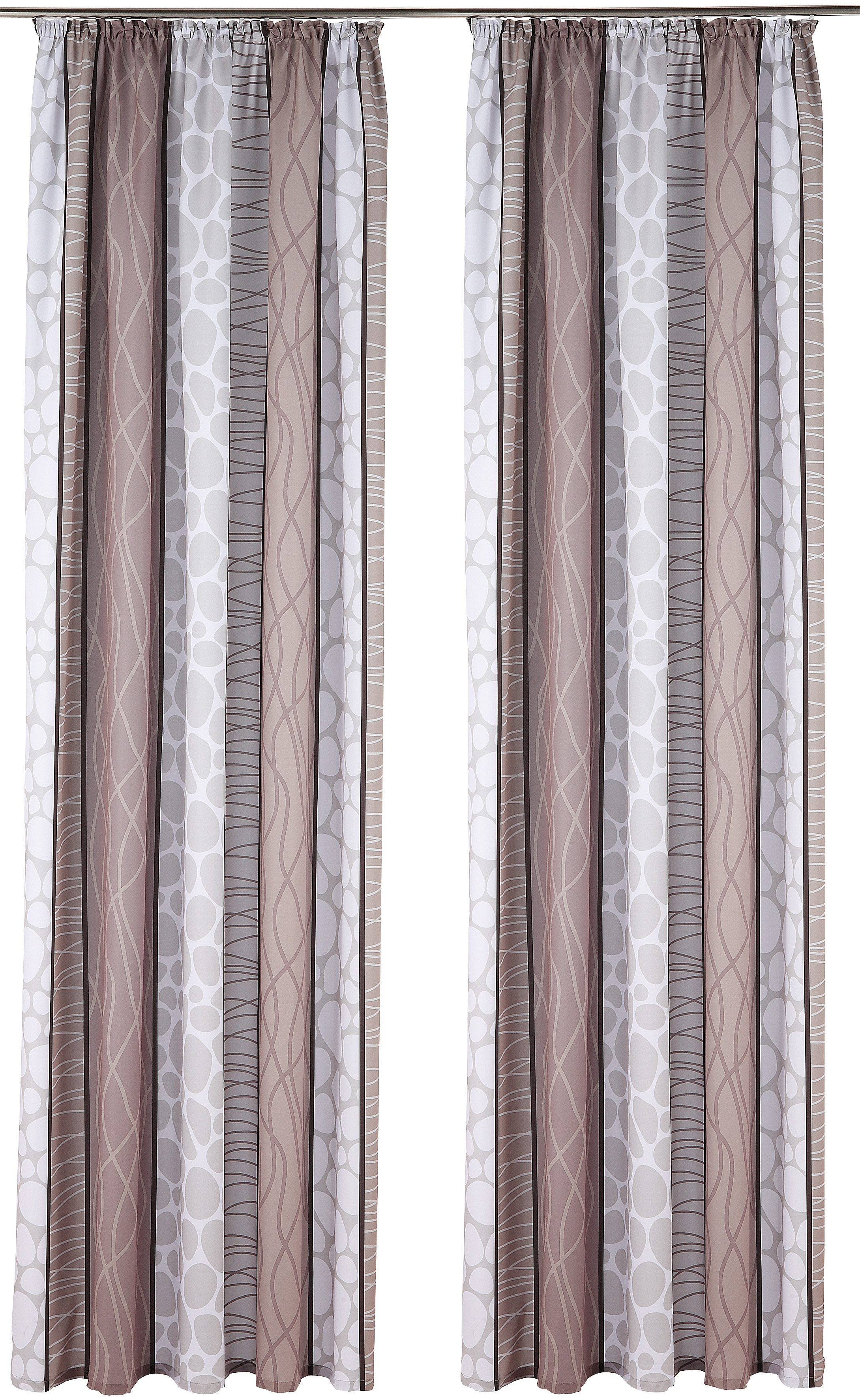Vorhang Gosen, my home, Kräuselband blickdicht grau/braun Gardine, (2 Microfaser, St), blickdicht, Fertiggardine