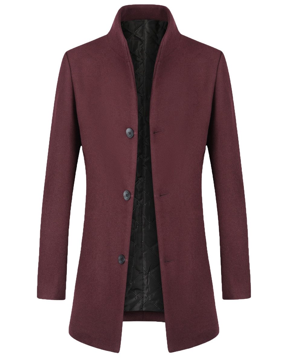 Allthemen Wintermantel Warmer Verdickter Wintermantel aus 70 % Polyester, 30 % Wolle Herren Verdickter Slim Fit Wintermantel mit Stehkragen Wollemischung