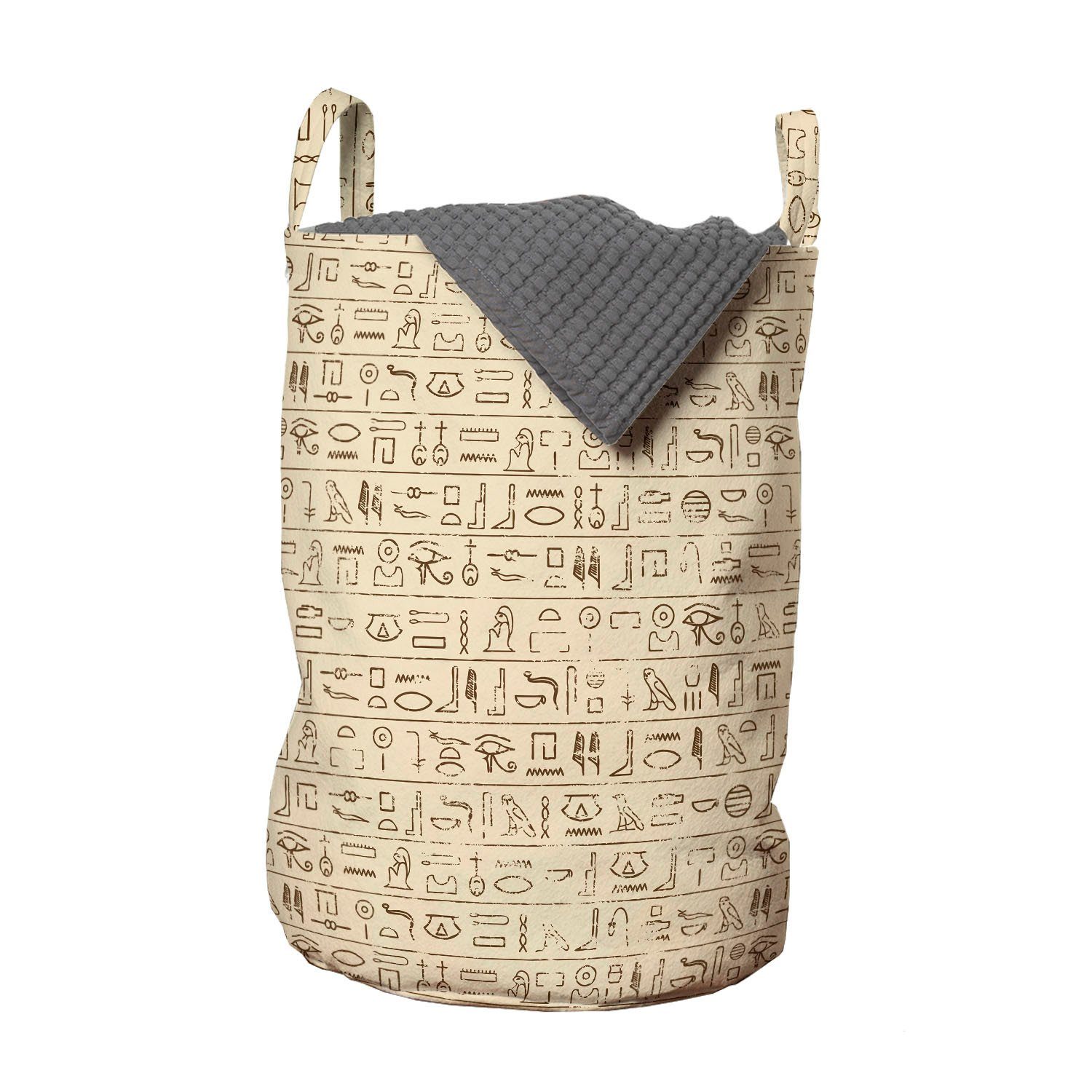 Wäschekorb mit Wäschesäckchen Kordelzugverschluss Hieroglyphics Griffen ägyptisch Waschsalons, Abakuhaus für Dated