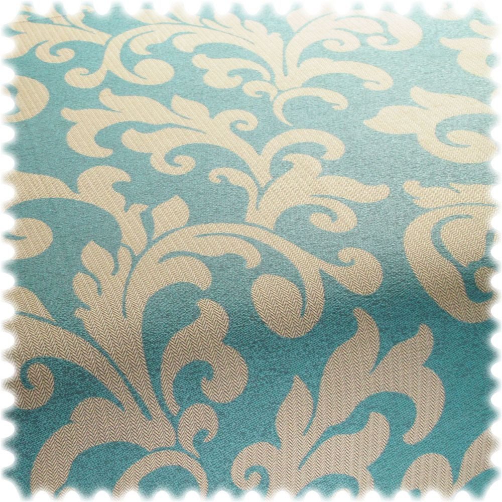 Heiro Stoff AKTION Jacquard Ornament Möbelstoff Hixon Türkis B1, Polsterstoff Meterware - Breite:140 cm