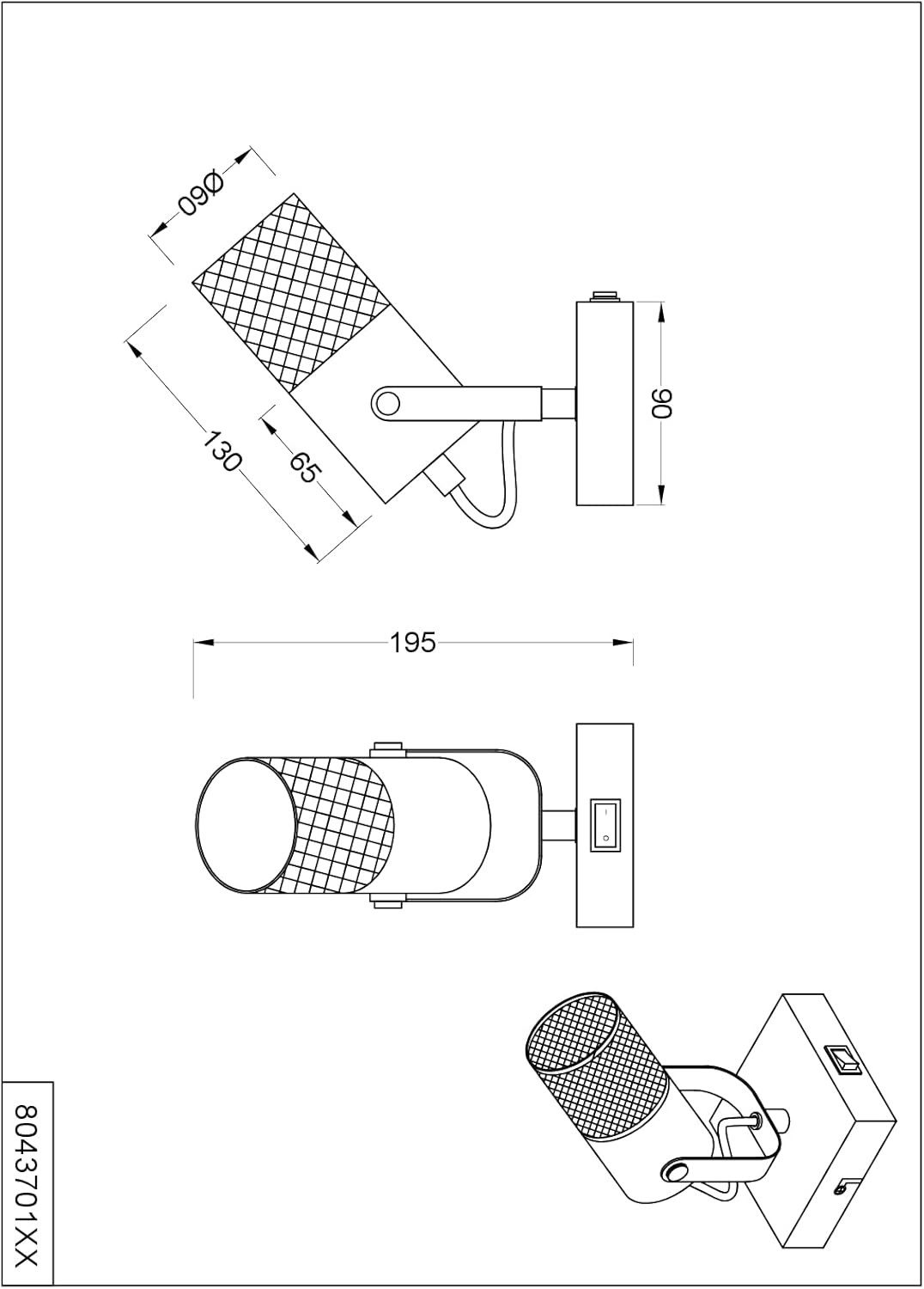 lightling Wandleuchte Aileen, ohne Leuchtmittel, inklusive Ein- und Ausschalter, IP20 Indoor
