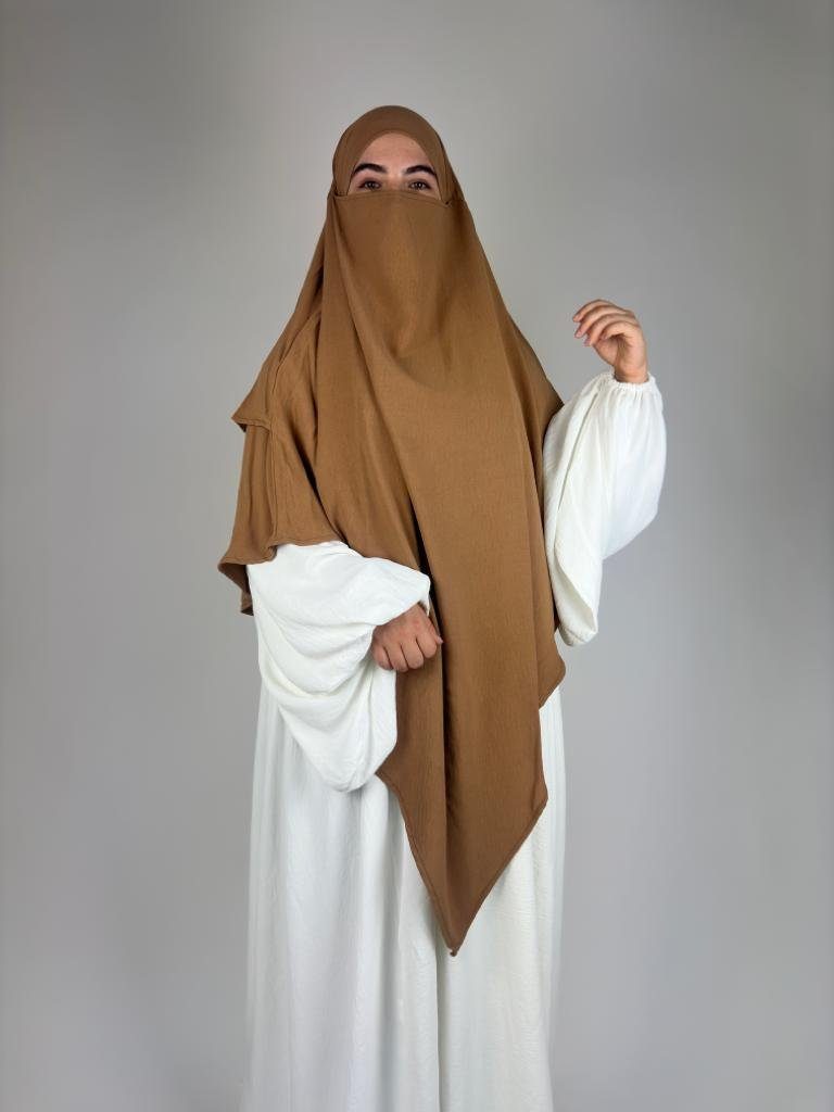Aymasal Kopftuch Zweilagiger Khimar Aqsa Jazz islamischer Khumur Kopftuch Hijab Nikab Latte
