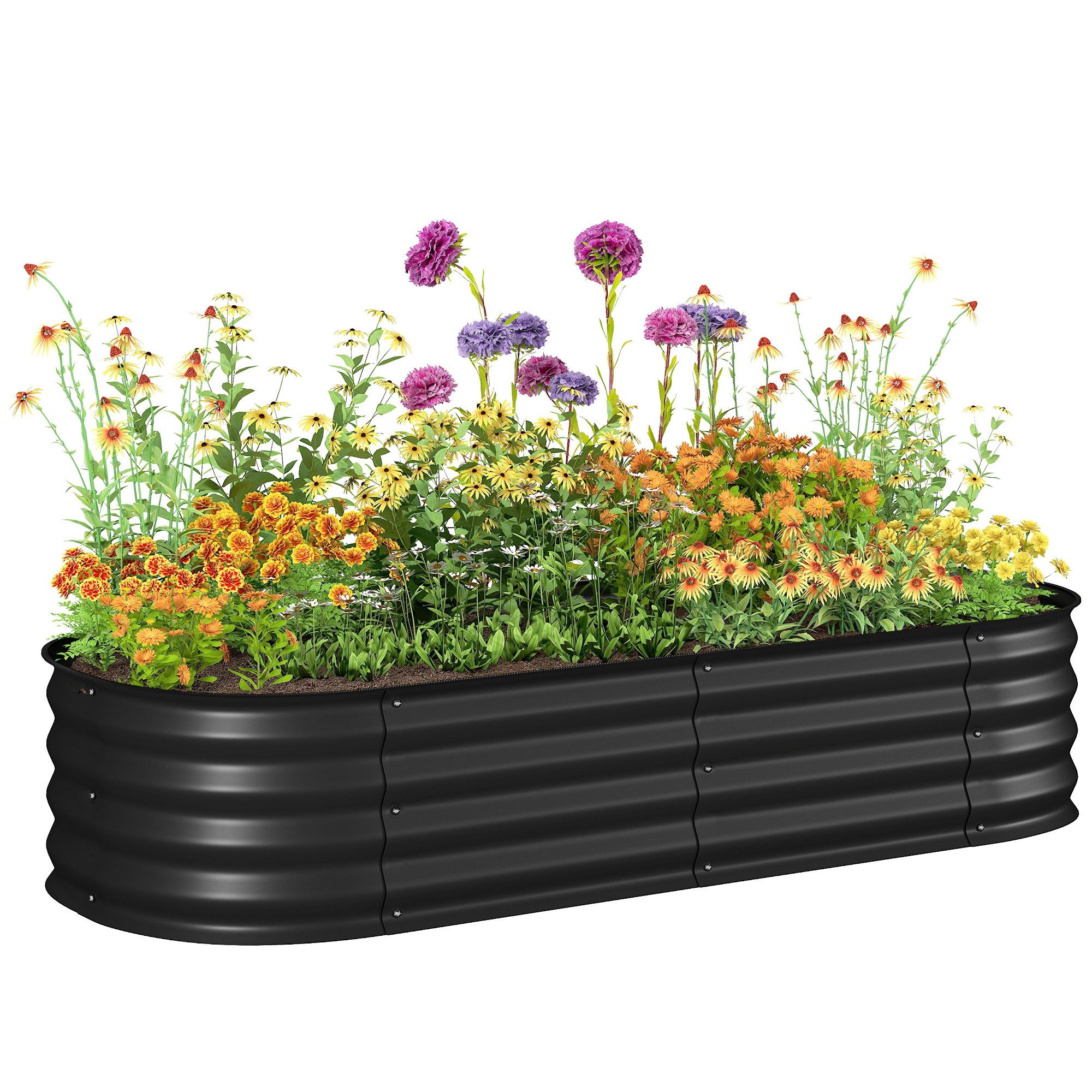 MC Star Hochbeet Hochbeet aus modularem Stahl für Gemüse, Pflanzen und Blumen (Maße 150 x 62 x 30 cm, schwarz)