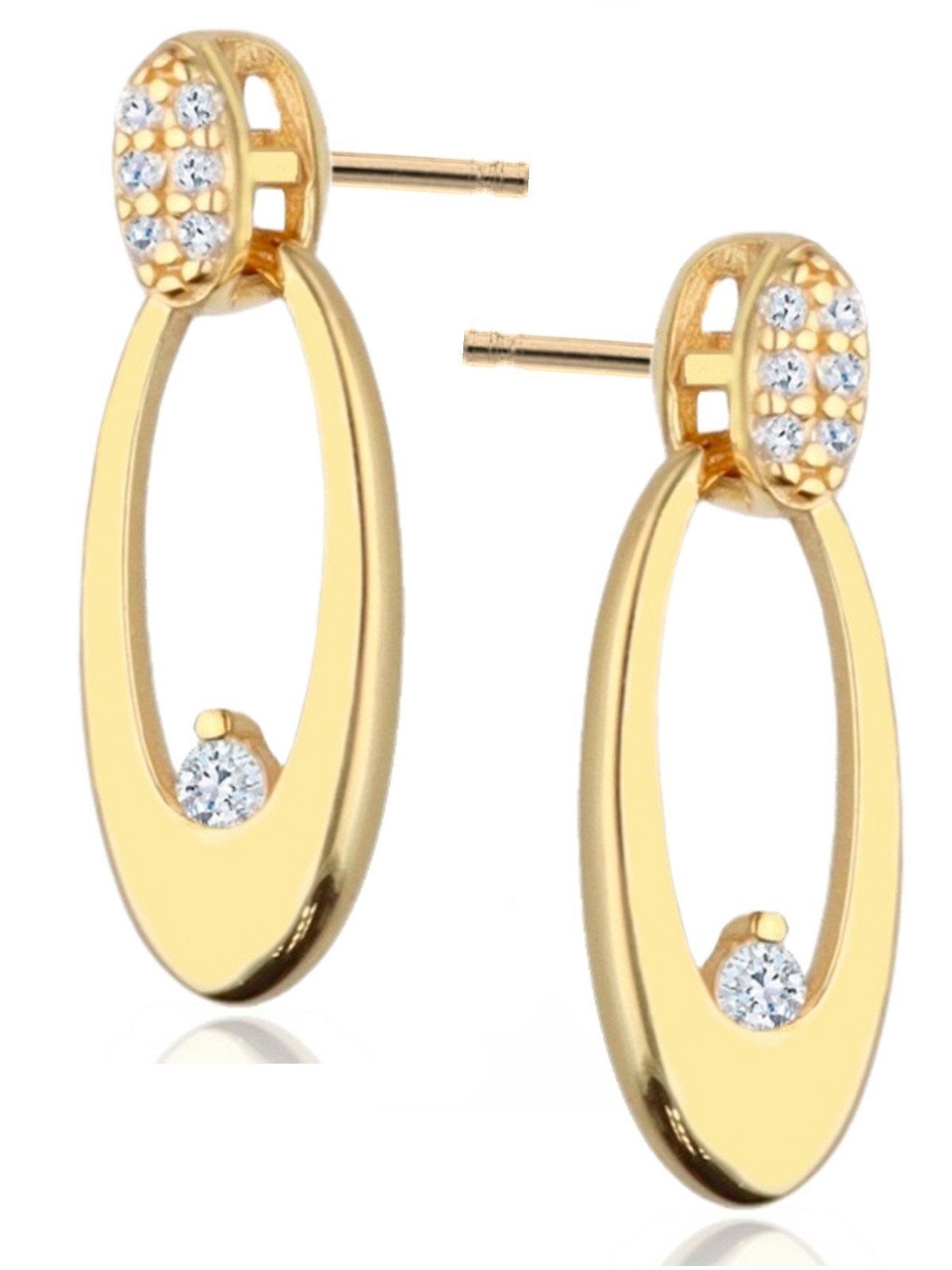 Valentinstagsgeschenk Goldene Hufeisen Paar Ohrstecker Ovale Schönheit Goldene Ohrringe mit Zirkonia für jeden Anlass, 925 Silber (Sterlingsilber), Hy