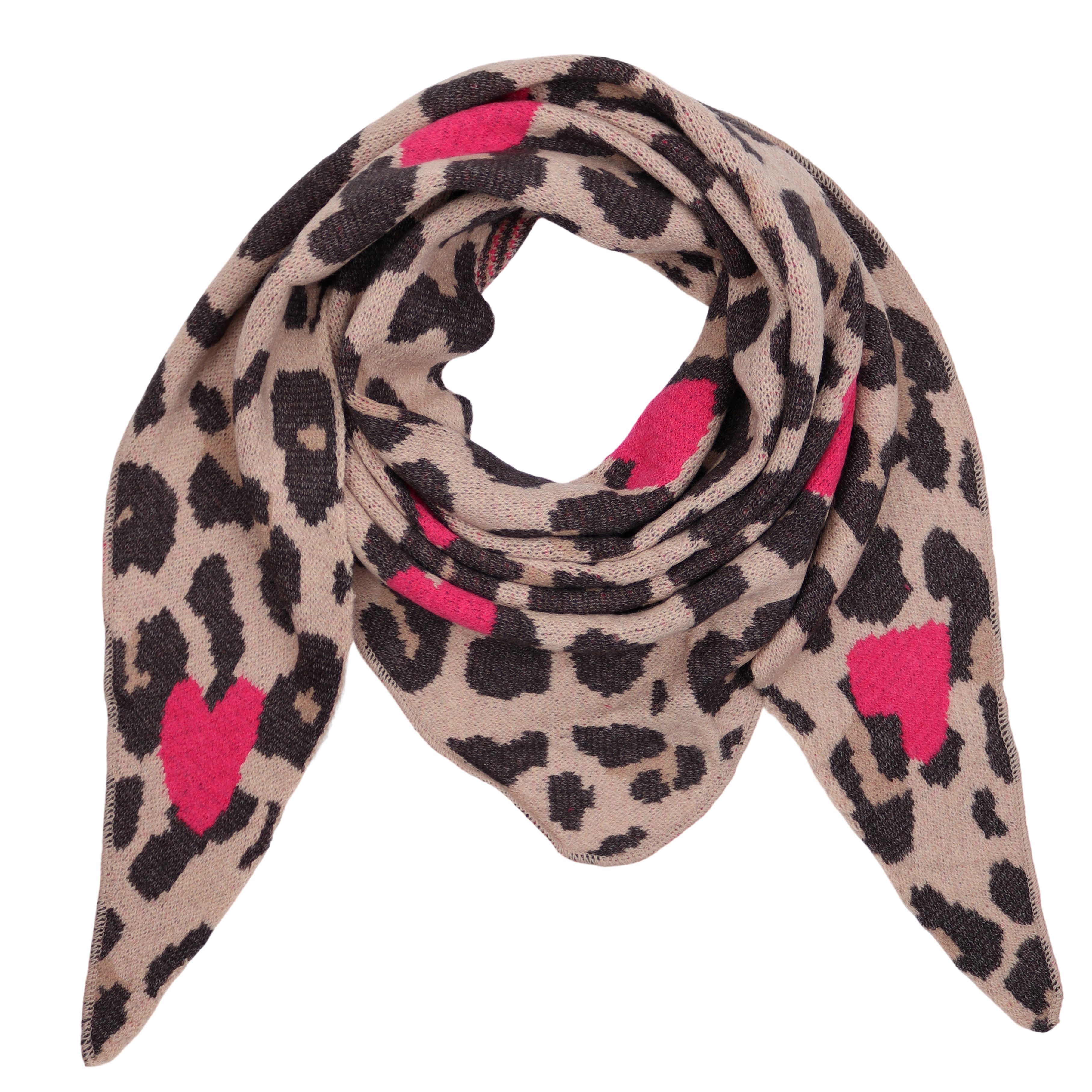 MIRROSI Dreieckstuch kuschliger und warmer Dreiecksschal ca.190x80 cm, (Leo Muster; Neue Kollektion Herbst/Winter 2025), Trendiges LEO-Design, wärmend & weich