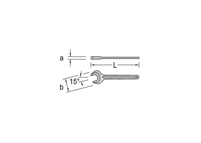 Gedore Maulschlüssel Einmaulschlüssel DIN894 ISO3318 SW1/4Zoll Maulstellung 15Grad Chrom-Vanadium-Stahl mangan-phos.