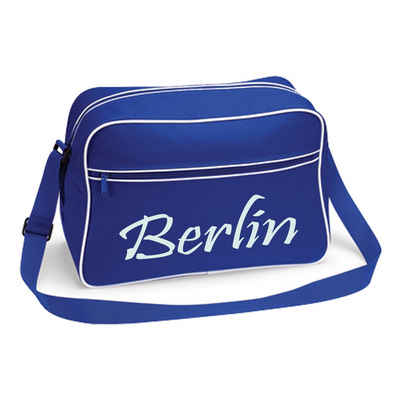multifanshop Schultertasche Berlin blau - Schriftzug - Tasche