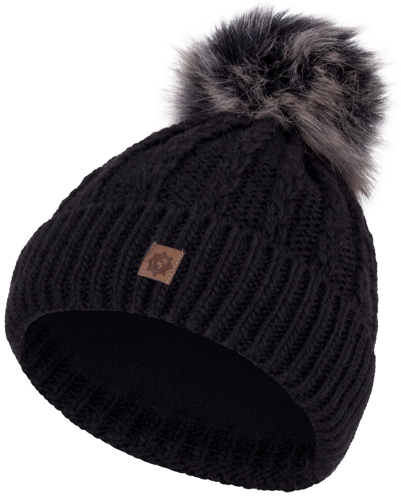 compagno Bommelmütze (1-St) Bommelmütze Wintermütze norwegisches Muster Damen Fleecefutter Beanie