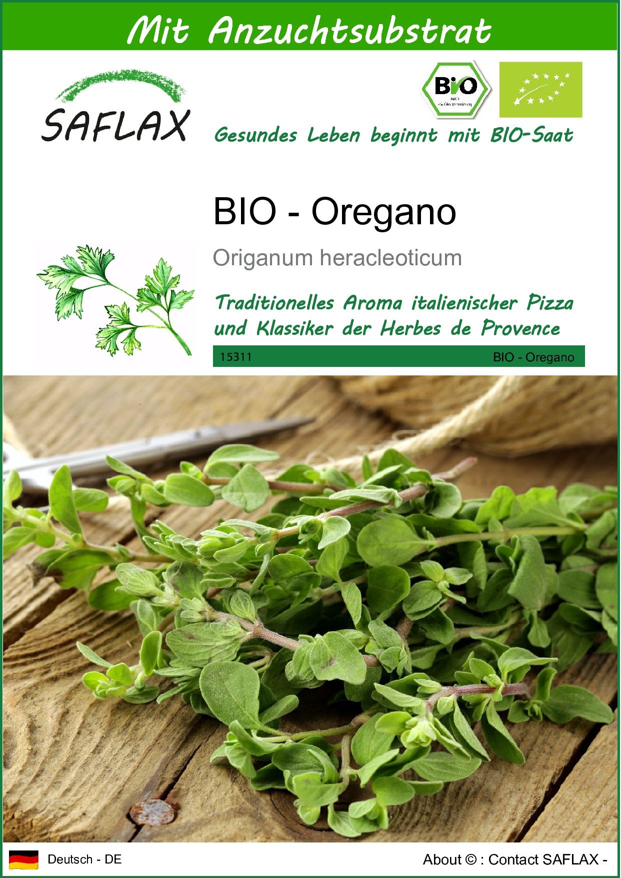 Kräutersamen SAFLAX - Samen und Substrat - BIO - Oregano