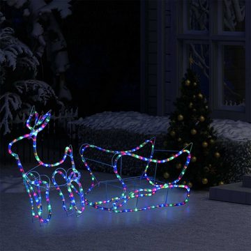 vidaXL Dekolicht Weihnachtsdekoration Rentiere und Schlitten Outdoor 252 LEDs