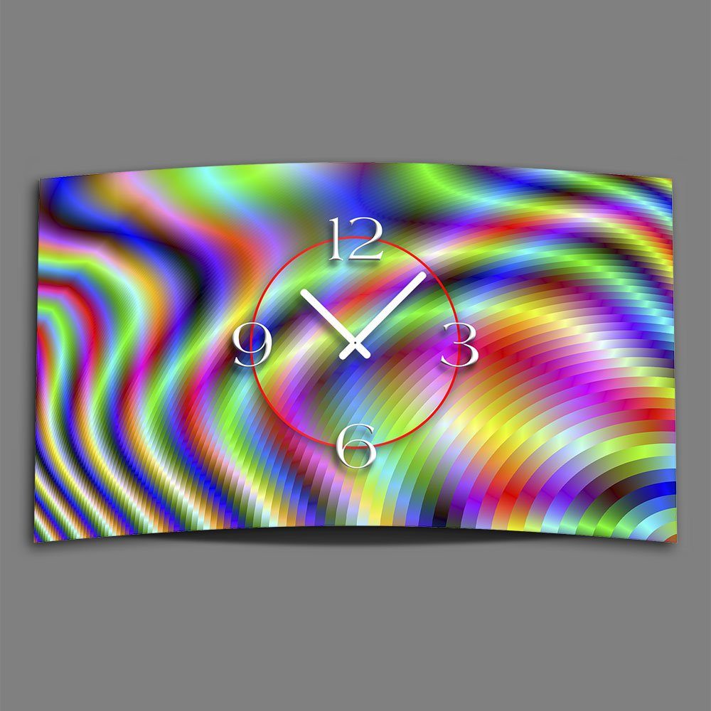 dixtime Wanduhr Digital Designer Art psycodelic Designer Wanduhr modernes Wanduhren (Einzigartige 3D-Optik aus 4mm Alu-Dibond)