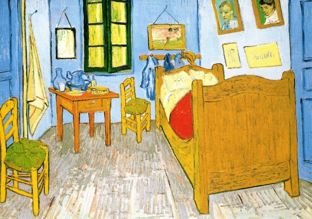 Postkarte Kunstkarte Vincent van Gogh "Vincents Zimmer in Arles (Ausschnitt)"