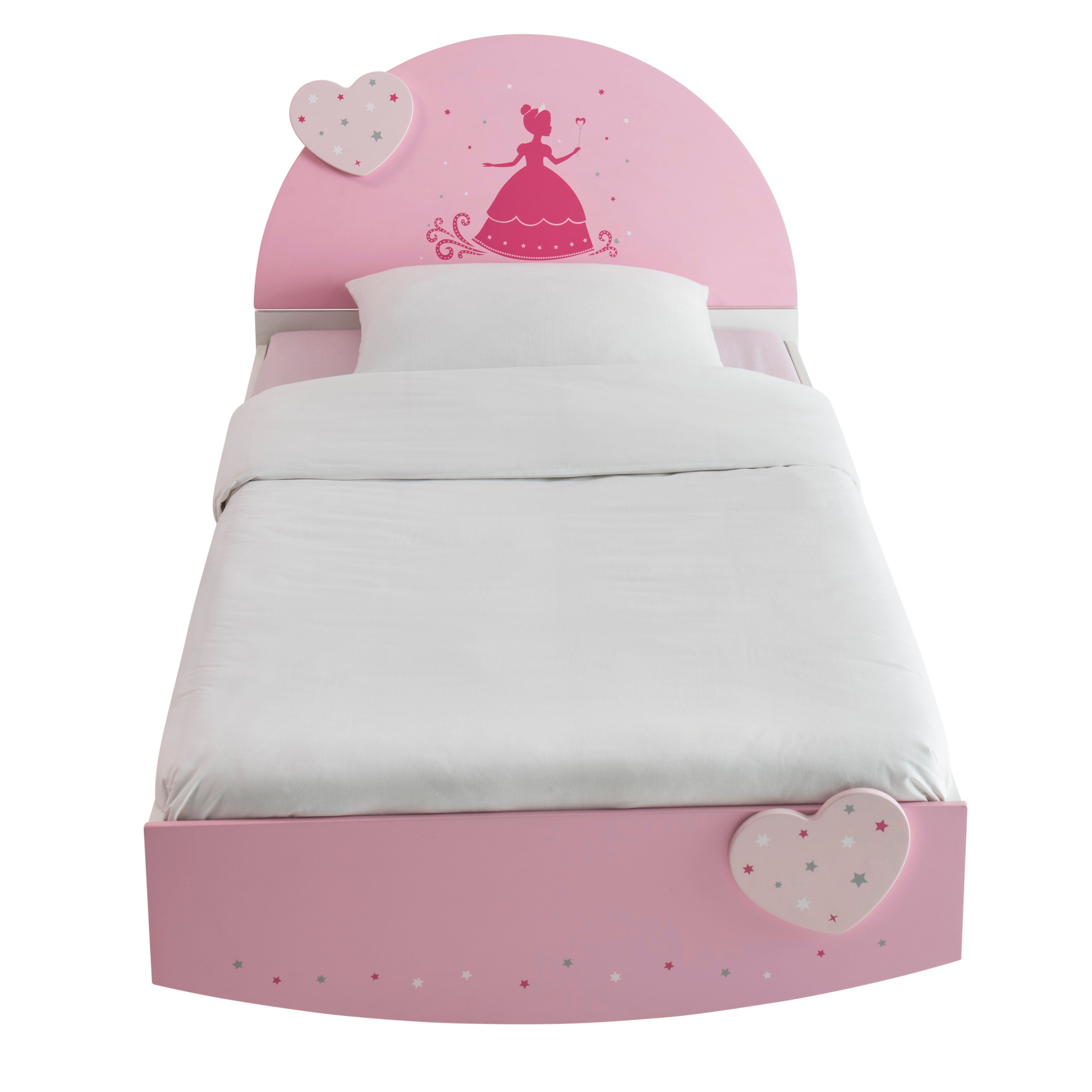 habeig Kinderbett Kinderbett Herzen Mädchen Prinzessin 90 x 190 cm Holz Kinderzimmer
