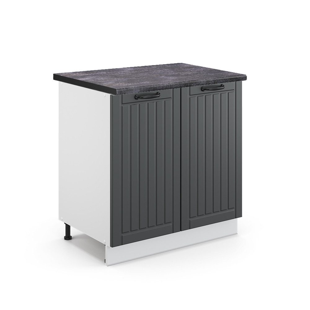 Vicco Spülenunterschrank Fame-Line Anthrazit Landhaus/Weiß 80 cm mit Regal günstig online kaufen