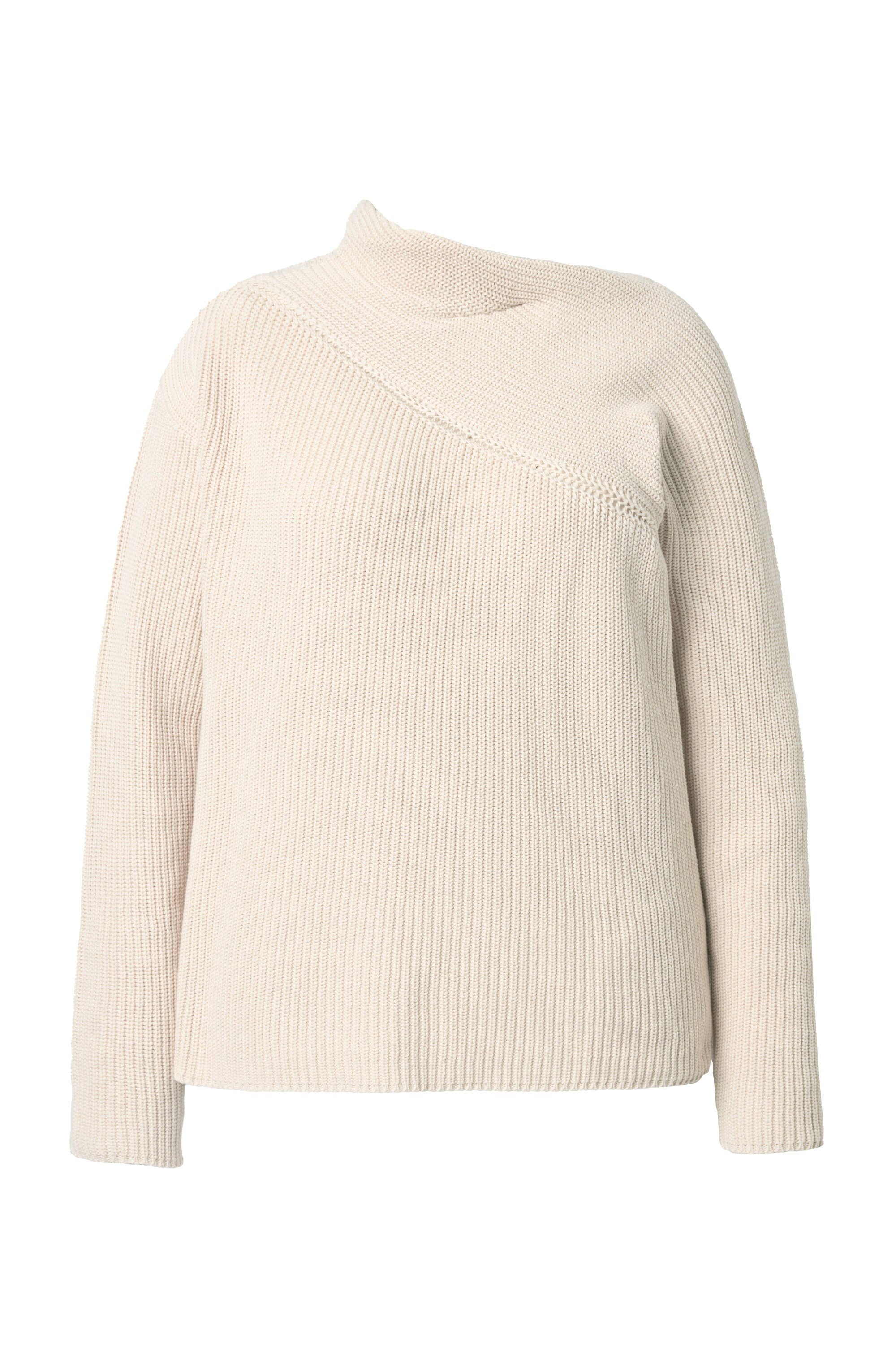 Strickpullover Pullover Struktur Schalkragen Langarm Biobaumwolle