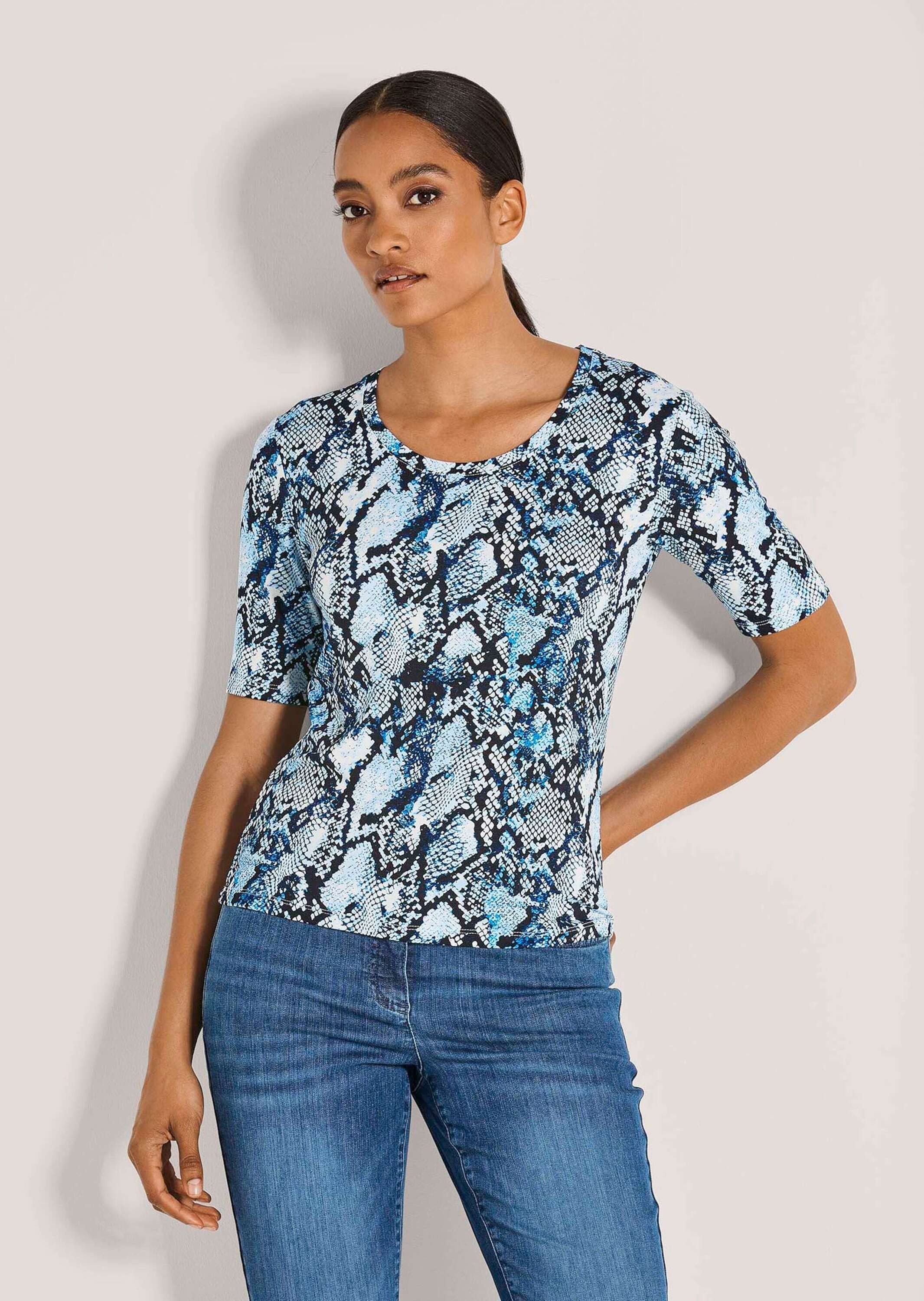 MADELEINE Kurzarmshirt Modisches Oberteil mit Animal-Print Rundhals, halbla günstig online kaufen