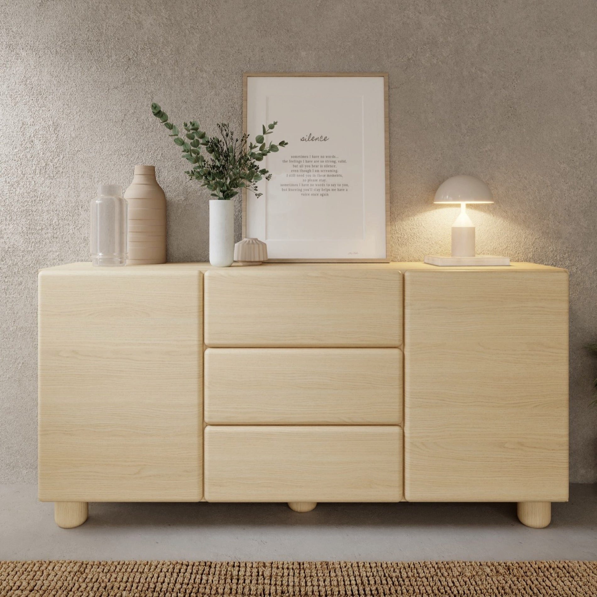 Selsey Sideboard LOMO, 2 Türen und 3 Schubladen, Breite 160 cm, grifflose Fronten
