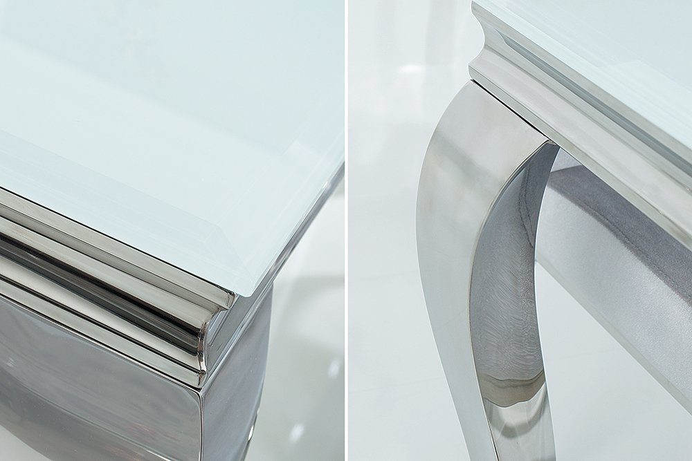 / MODERN · (Einzelartikel, BAROCK Edelstahl weiß Opalglas weiß eckig silber · · 200cm Esszimmer Esstisch weiß | riess-ambiente 1-St),