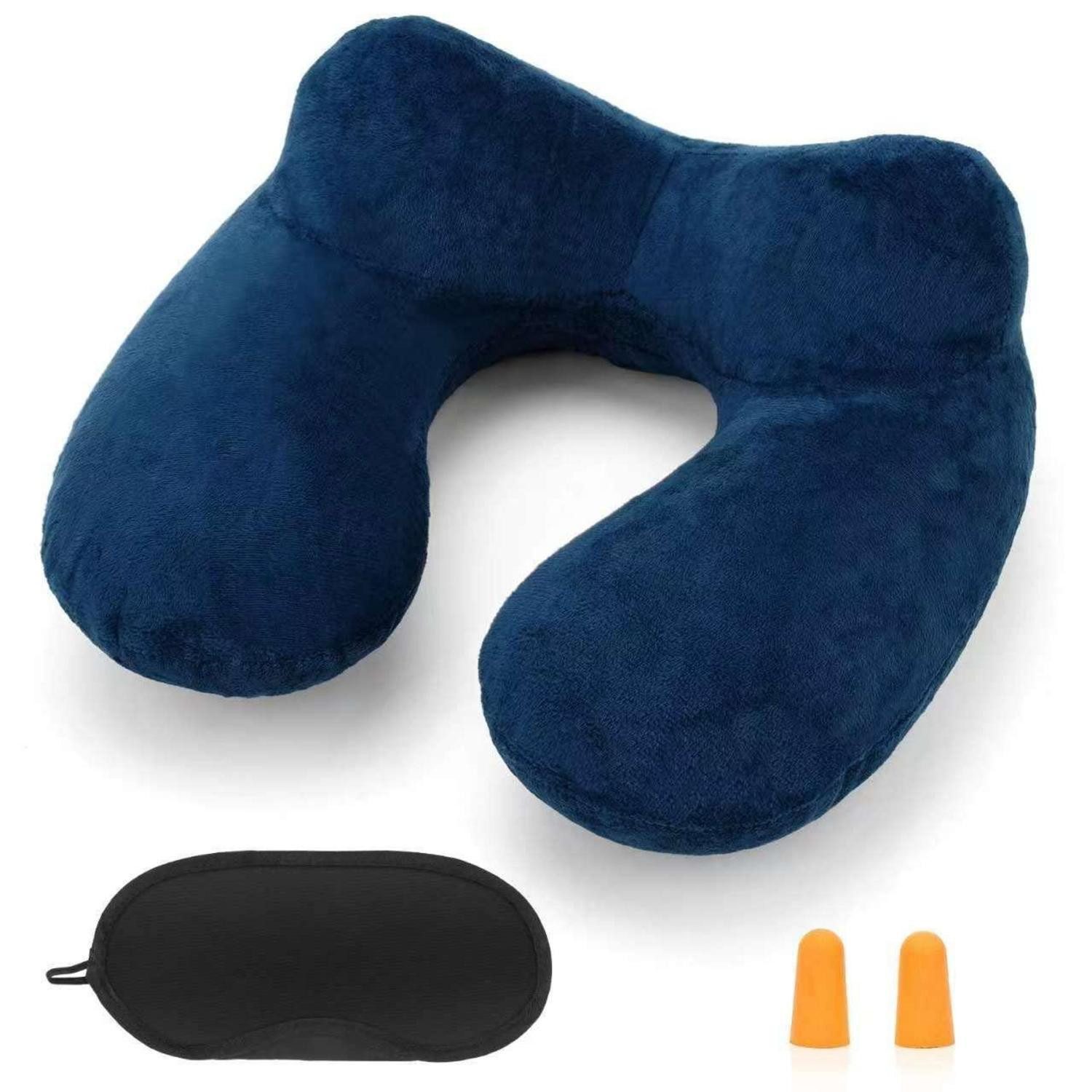 Nackenhörnchen Nackenkissen Reisekissen aufblasbar Nackenhörnchen Blau